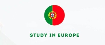 Bandeira de Portugal e texto "Study in Europe"